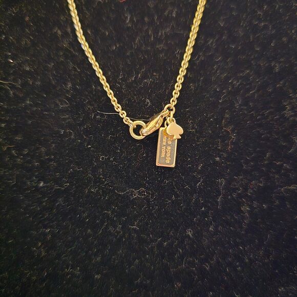 Kate Spade Pink Enamel Bow Gold Plated Chain Necklace 32" - Picture 4 of 4